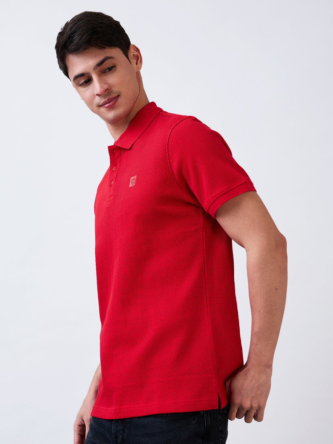 Spykar Red Slim Fit Solid Half Sleeve T-Shirt For Men