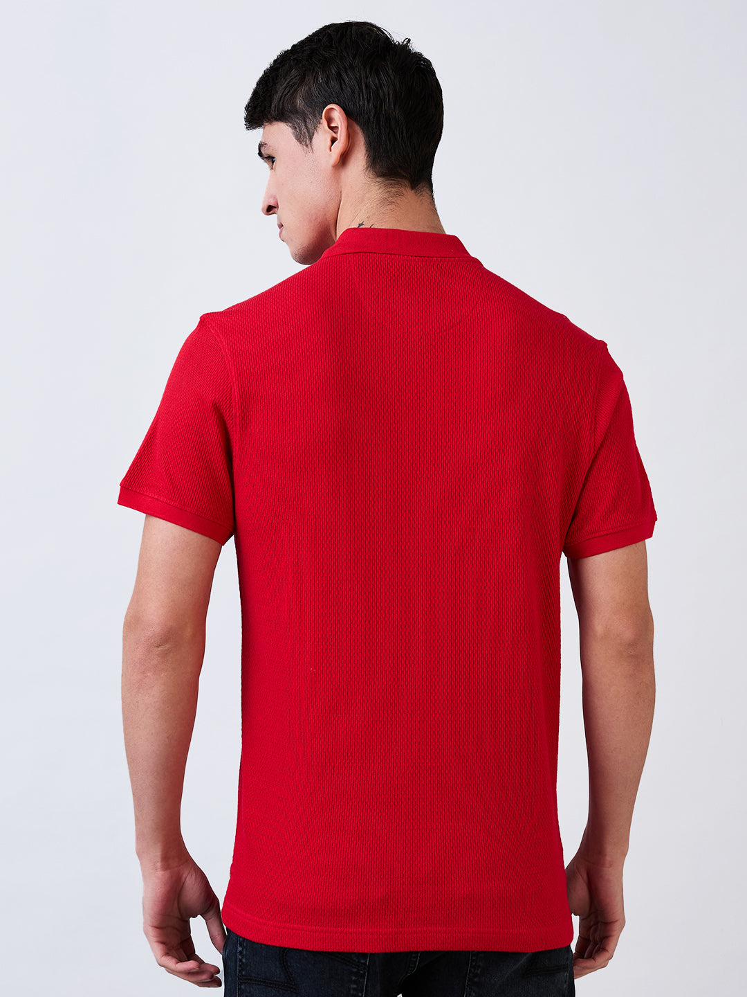 Spykar Red Slim Fit Solid Half Sleeve T-Shirt For Men