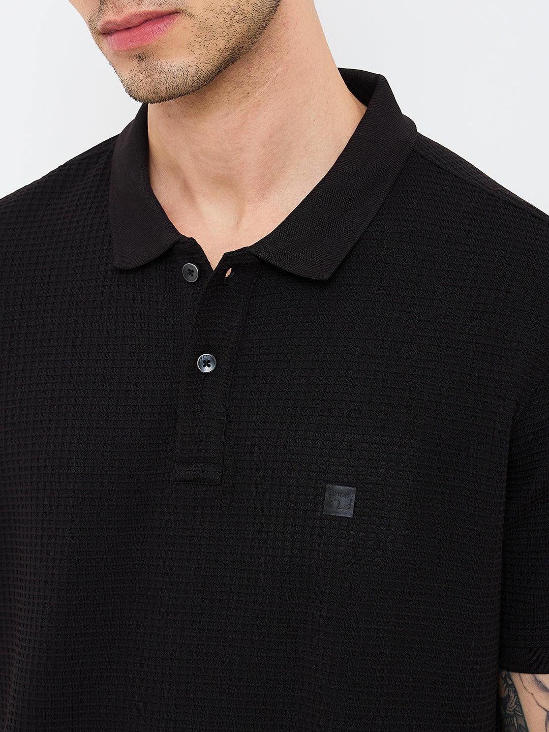 Spykar Black Slim Fit Casual T-Shirt For Men