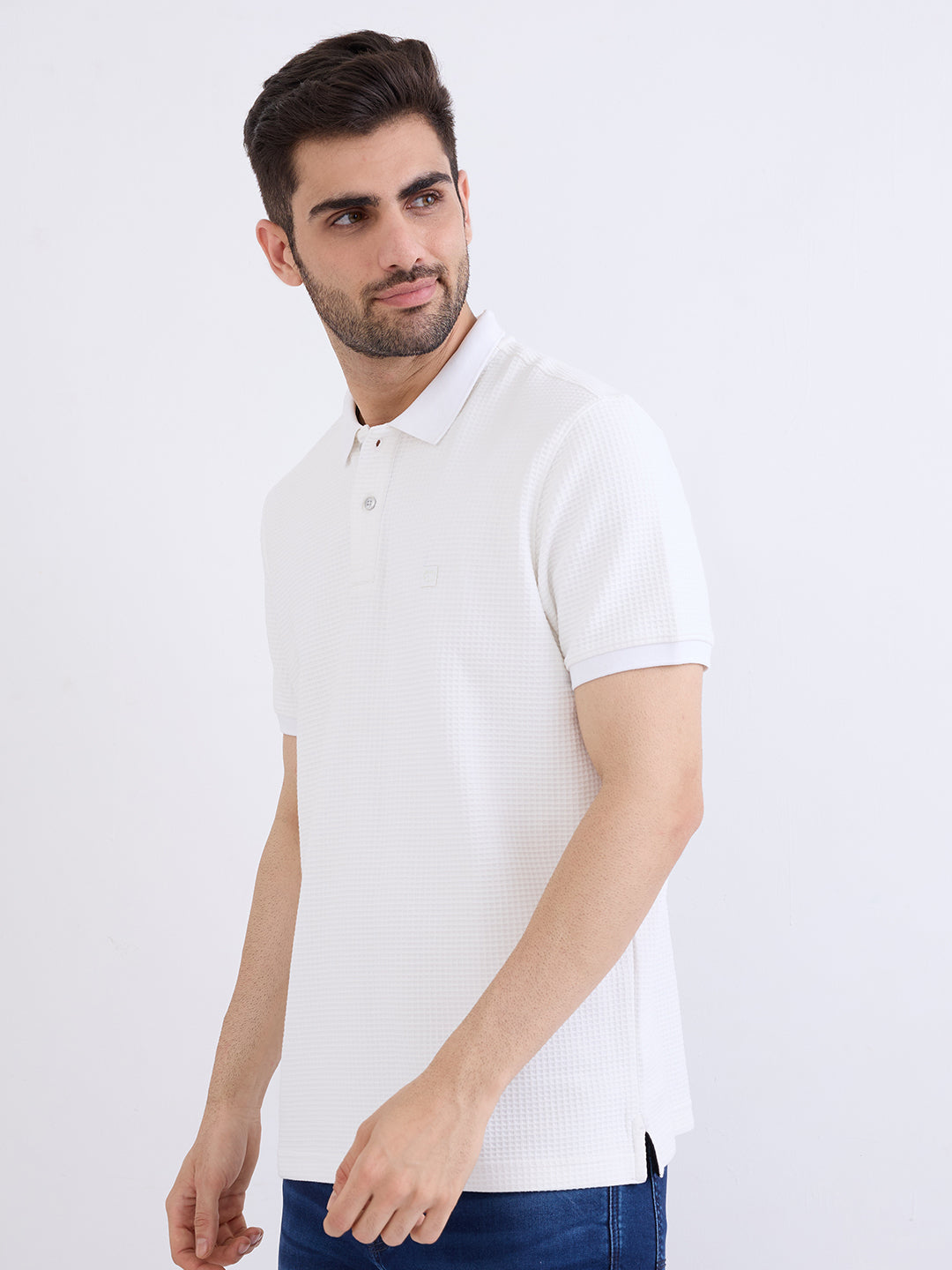 Spykar White Slim Fit Casual T-Shirt For Men