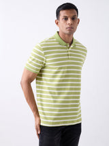 Men T-Shirt Green Stripe Slim Fit