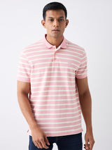 Men T-Shirt Pink Stripe Slim Fit
