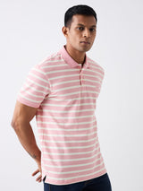 Men T-Shirt Pink Stripe Slim Fit