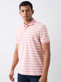 Men T-Shirt Pink Stripe Slim Fit