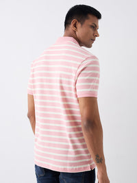 Men T-Shirt Pink Stripe Slim Fit