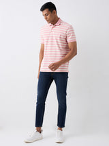 Men T-Shirt Pink Stripe Slim Fit