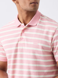 Men T-Shirt Pink Stripe Slim Fit