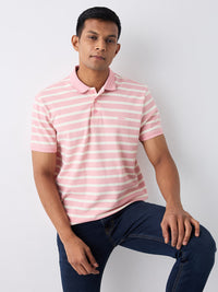 Men T-Shirt Pink Stripe Slim Fit