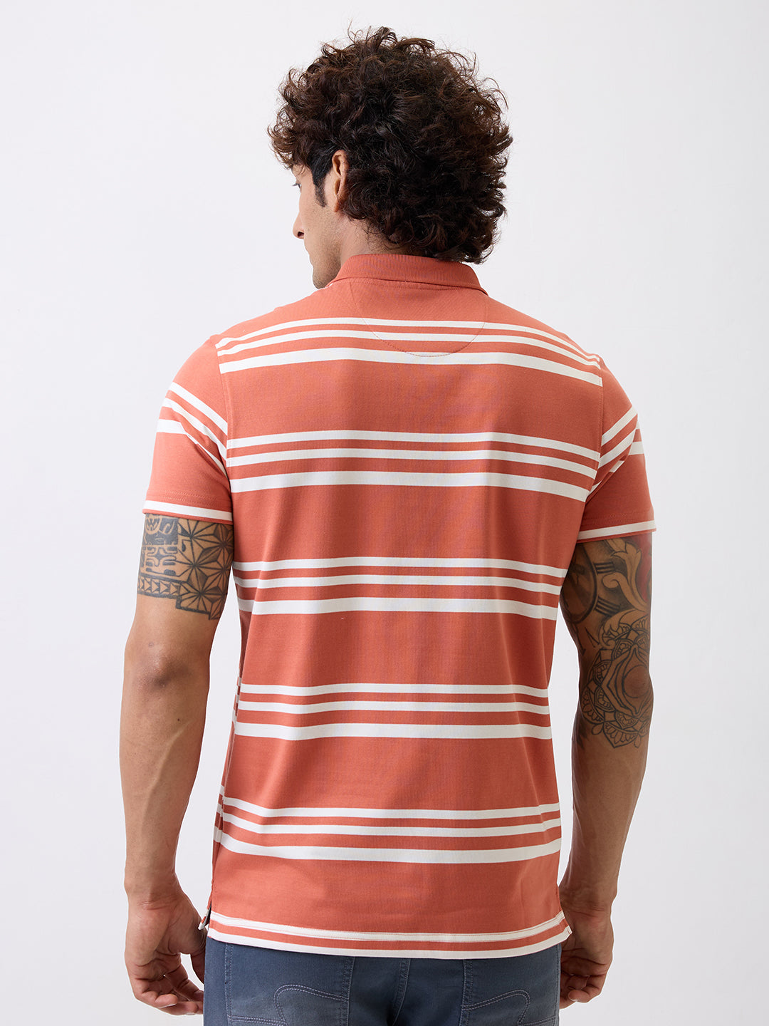 Spykar Orange Slim Fit Casual T-Shirt For Men