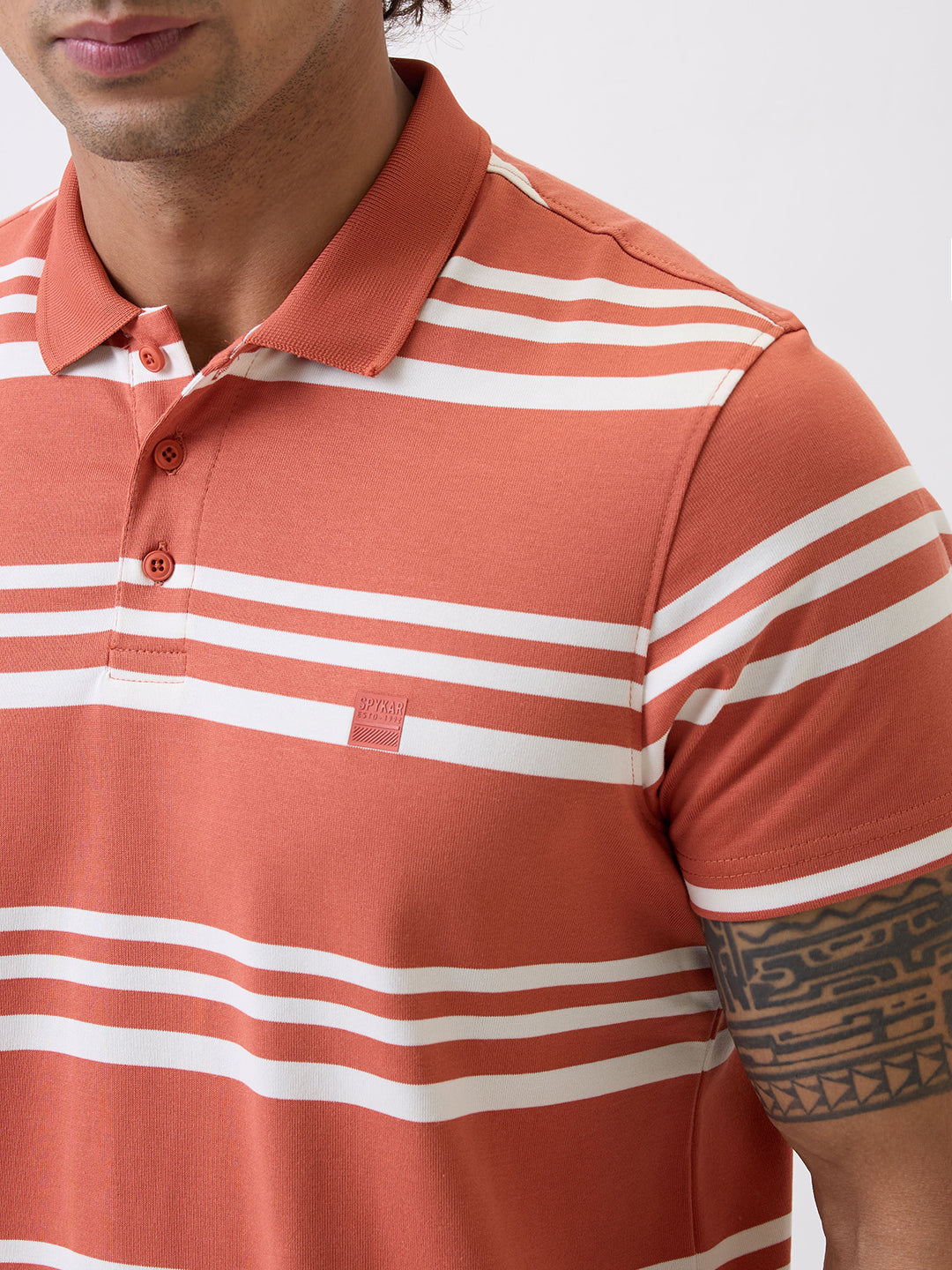 Spykar Orange Slim Fit Casual T-Shirt For Men
