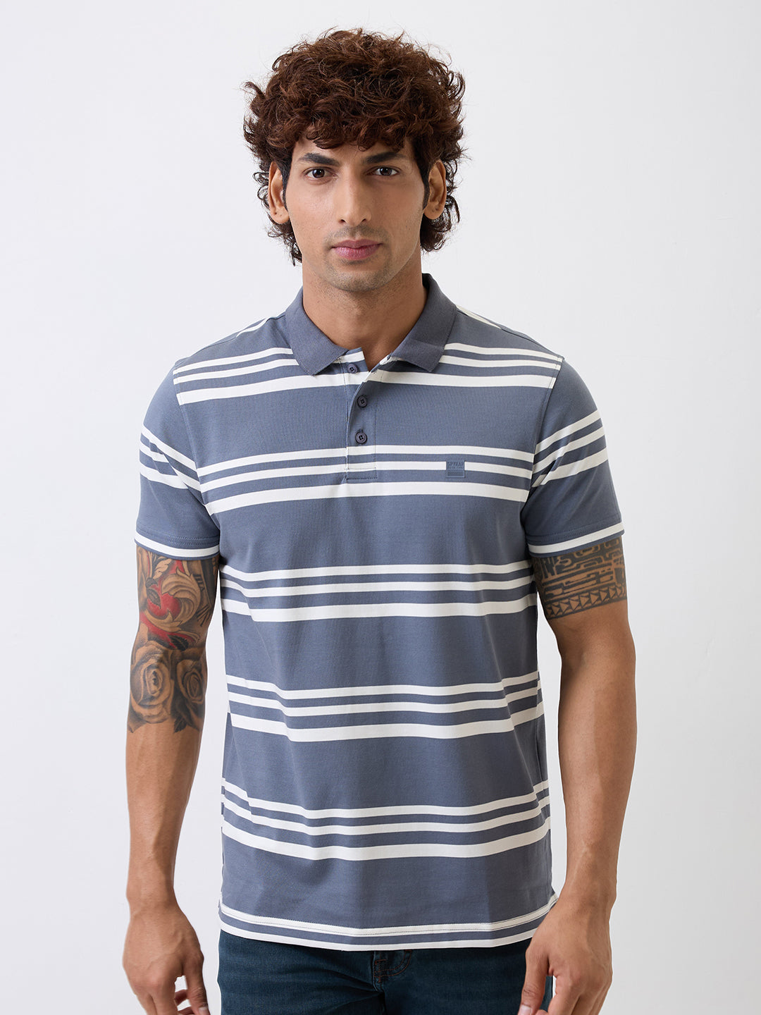 Spykar Gray Slim Fit Casual T-Shirt For Men