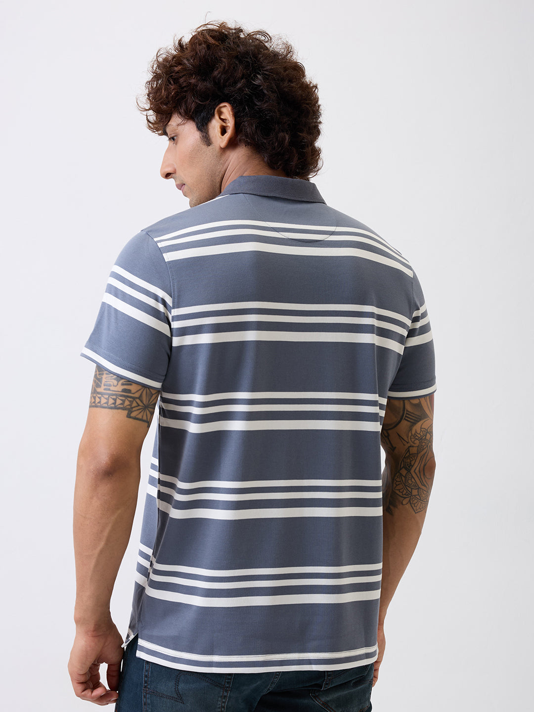 Spykar Gray Slim Fit Casual T-Shirt For Men