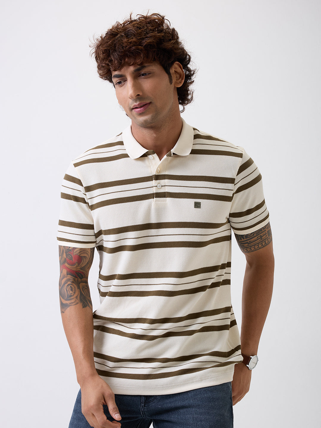 Spykar Green Slim Fit Casual T-Shirt For Men