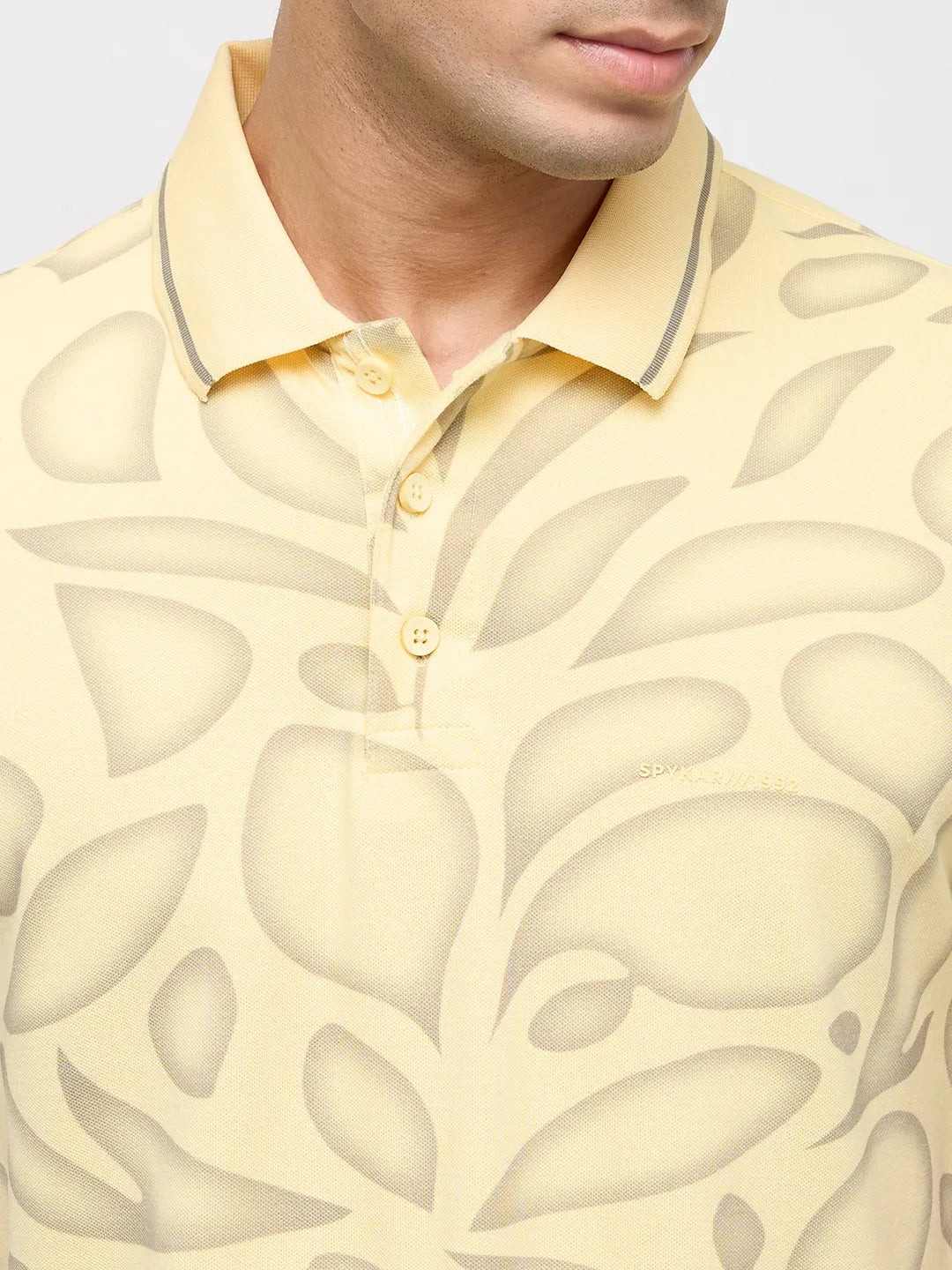Men T-Shirt Print Yellow Regular Fit
