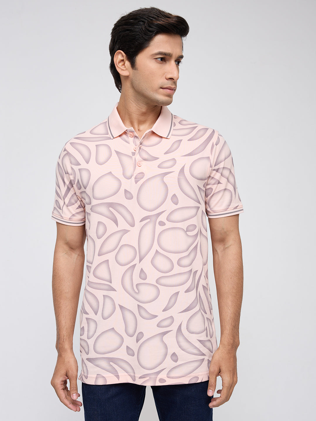 Men T-Shirt Print Pink Regular Fit
