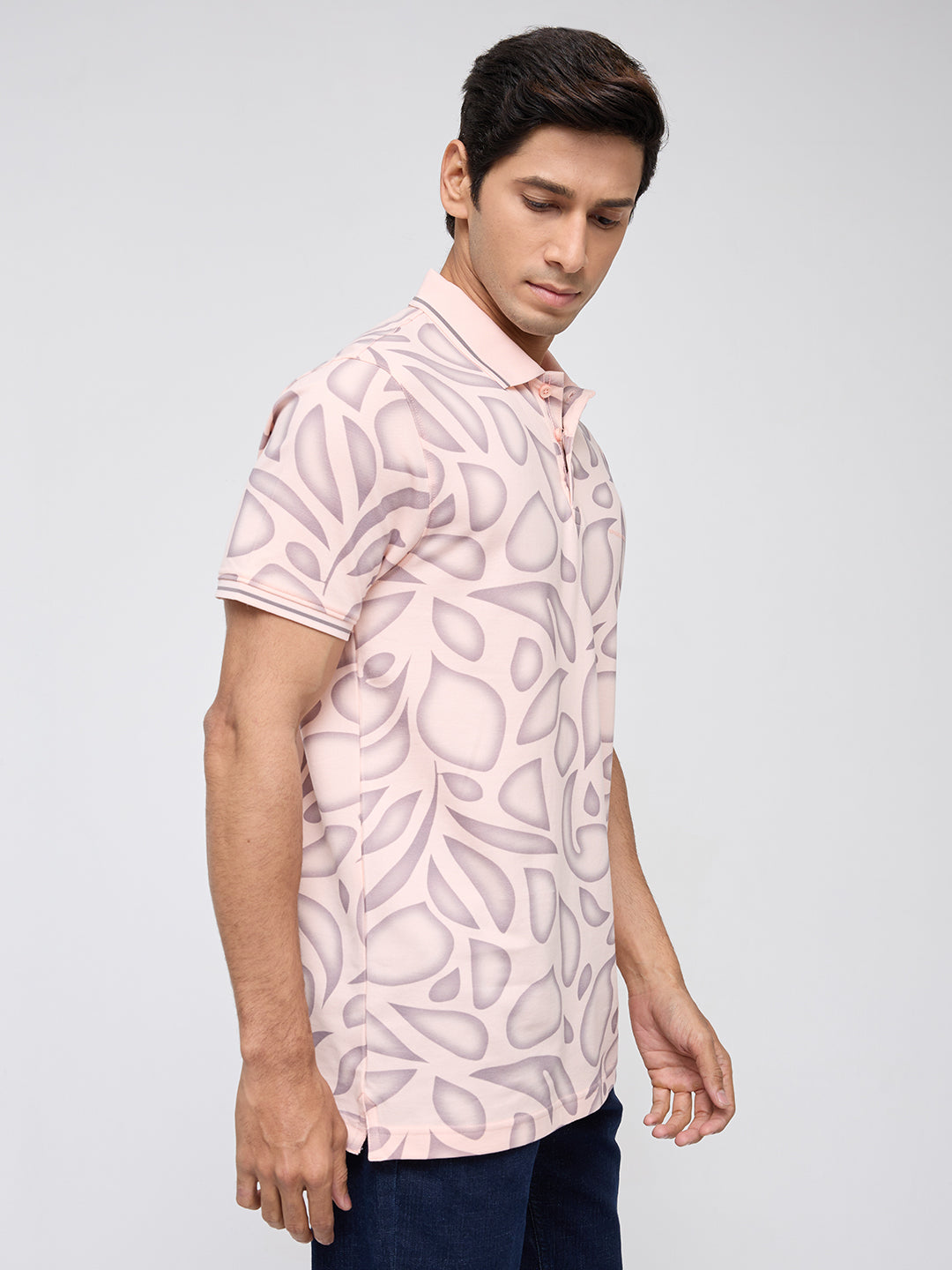 Men T-Shirt Print Pink Regular Fit