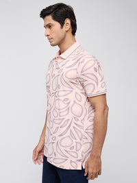 Men T-Shirt Print Pink Regular Fit