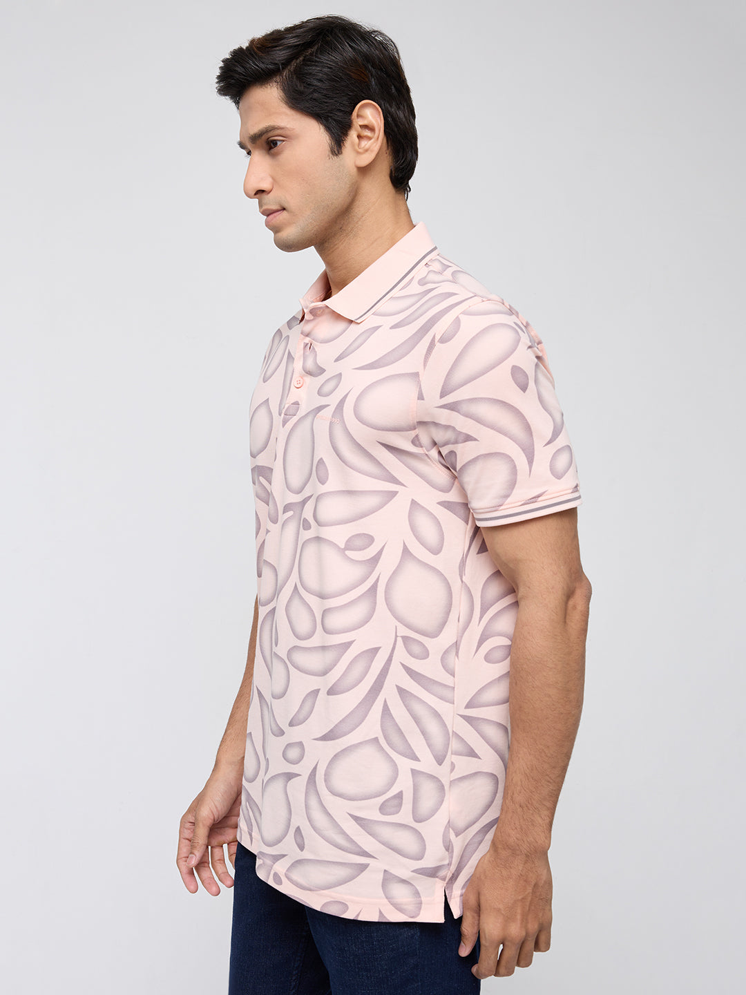 Men T-Shirt Print Pink Regular Fit