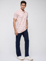 Men T-Shirt Print Pink Regular Fit