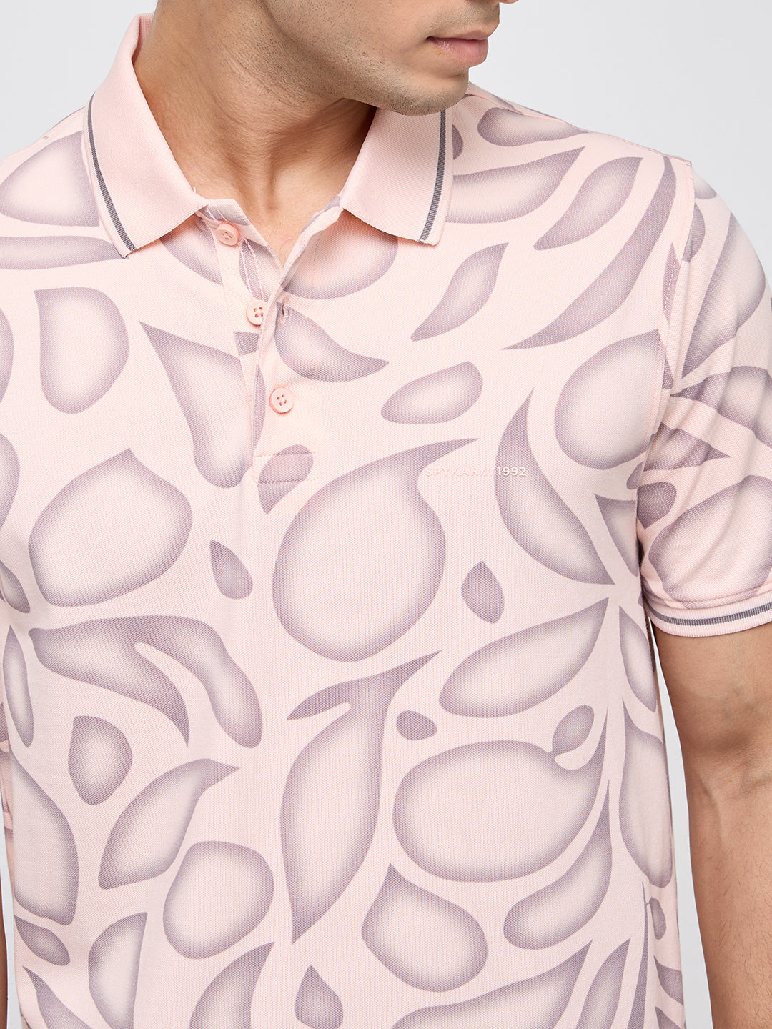 Men T-Shirt Print Pink Regular Fit