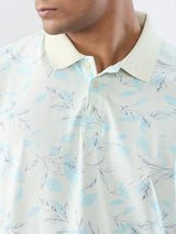 Men T-Shirt Print Blue Regular Fit