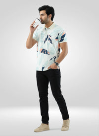 Men T-Shirt Print Green Regular Fit