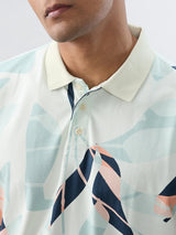 Men T-Shirt Print Green Regular Fit