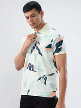 Men T-Shirt Print Green Regular Fit