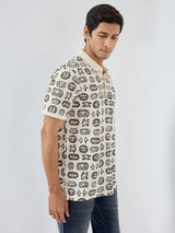Men T-Shirt Print Brown Regular Fit