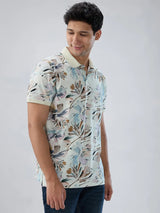 Men T-Shirt Print Off White Regular Fit