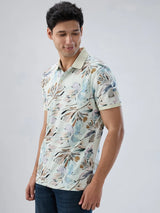 Men T-Shirt Print Off White Regular Fit