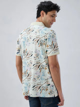 Men T-Shirt Print Off White Regular Fit