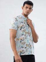 Men T-Shirt Print Grey Regular Fit