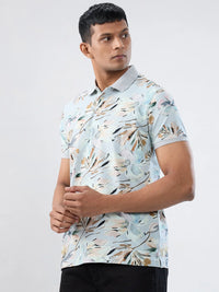 Men T-Shirt Print Grey Regular Fit