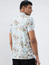 Men T-Shirt Print Grey Regular Fit