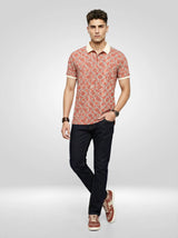 Men T-Shirt Print Pink Regular Fit
