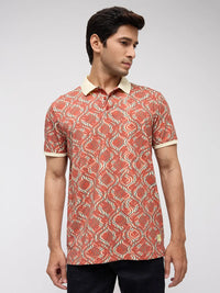 Men T-Shirt Print Pink Regular Fit