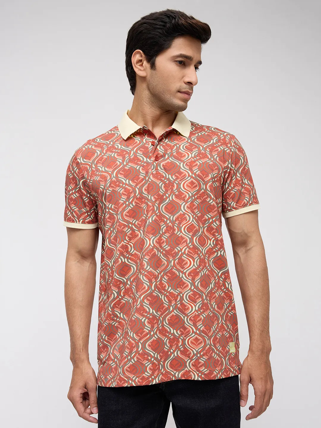Men T-Shirt Print Pink Regular Fit