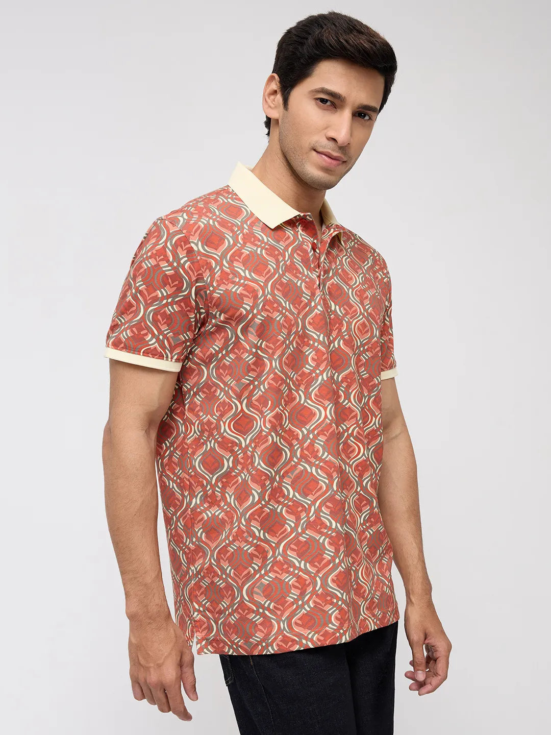 Men T-Shirt Print Pink Regular Fit