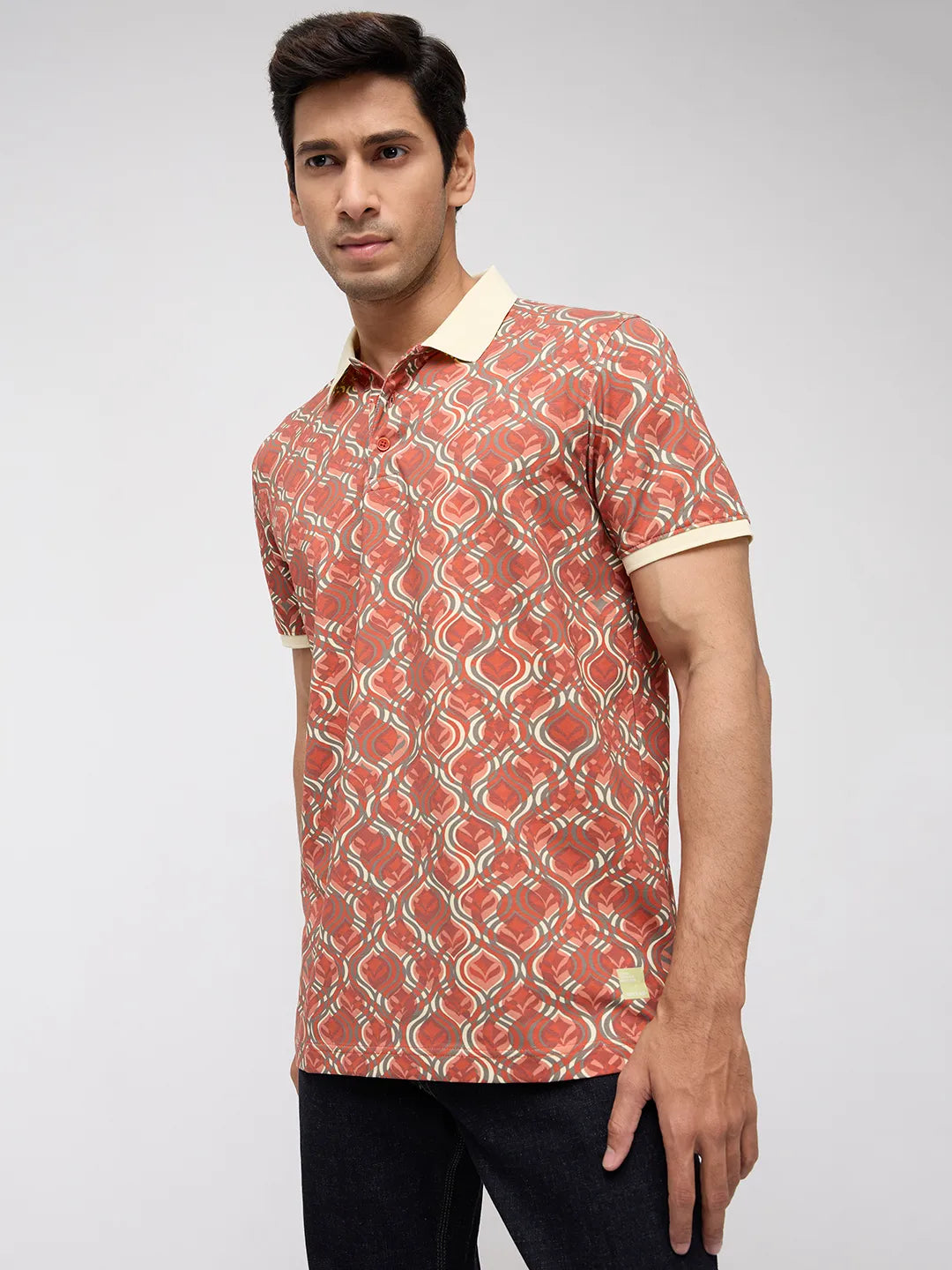 Men T-Shirt Print Pink Regular Fit