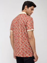 Men T-Shirt Print Pink Regular Fit