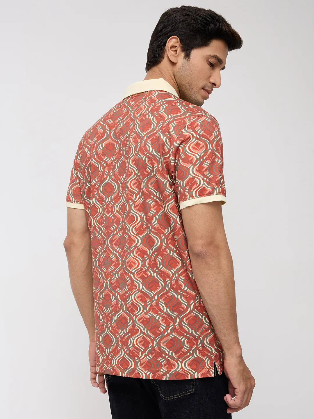 Men T-Shirt Print Pink Regular Fit
