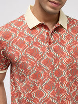 Men T-Shirt Print Pink Regular Fit