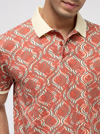 Men T-Shirt Print Pink Regular Fit