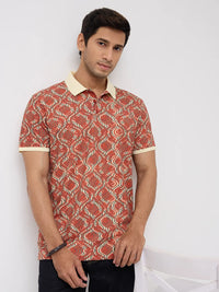 Men T-Shirt Print Pink Regular Fit
