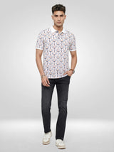 Men T-Shirt Print Grey Regular Fit
