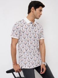 Men T-Shirt Print Grey Regular Fit