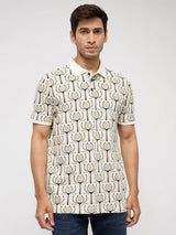 Men T-Shirt Print Brown Regular Fit