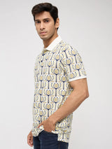 Men T-Shirt Print Brown Regular Fit