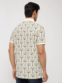 Men T-Shirt Print Brown Regular Fit